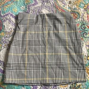 small yellow and gray plaid mini skirt
